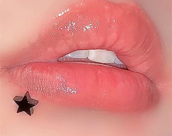 Black Star Lip Stud, Star Lip Piercing, Nose Ring, Eyebrow Ring,Cartilage Piercing, Medical Stainless Steel,Body Piercing,Body Jewelry.