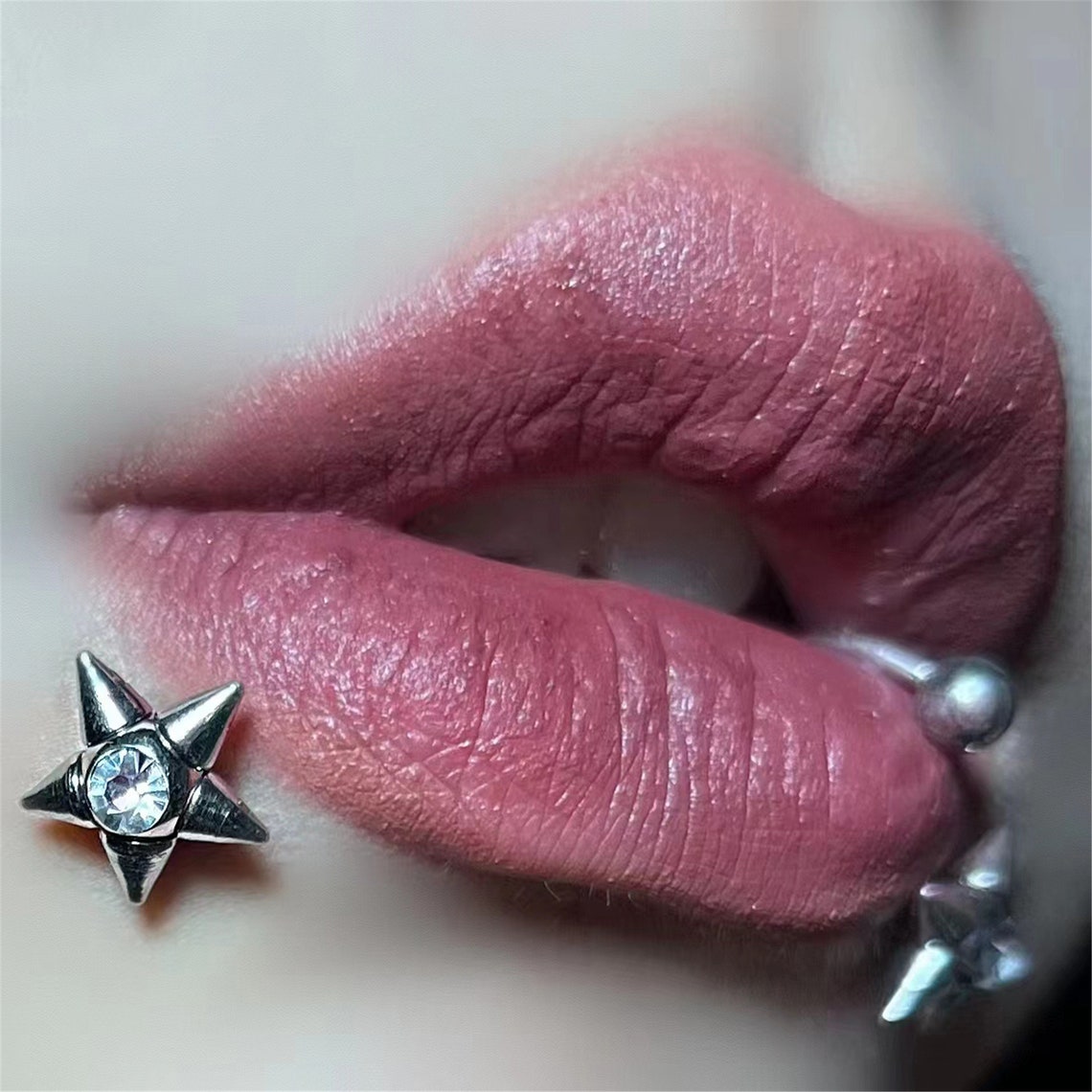 Fivepointed Star Lip Ring With Crystal Lip Piercing Nose Etsy