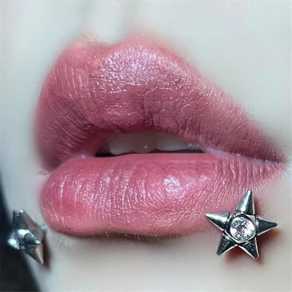Fivepointed Star Lip Ring With Crystal Lip Piercing Nose Etsy