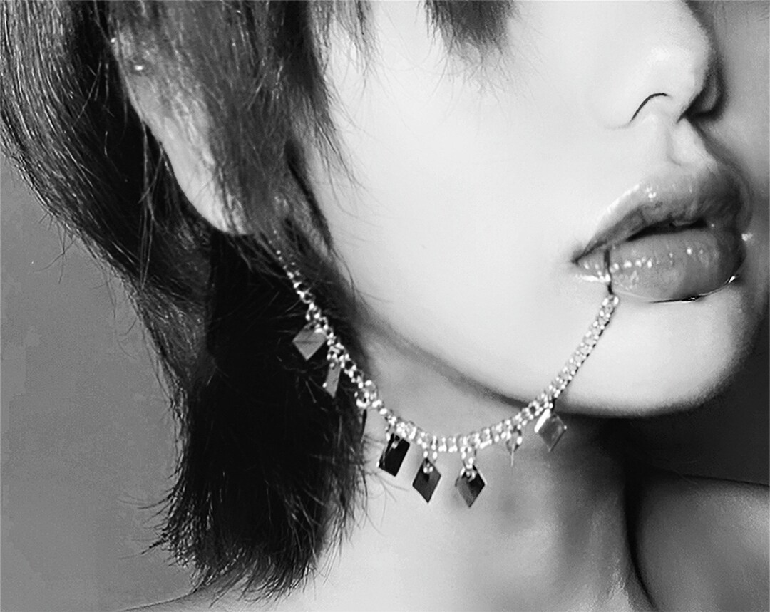 Lip to Ear Chain Lip Ring and Earring Jewelry Fake Lip Ring - Etsy