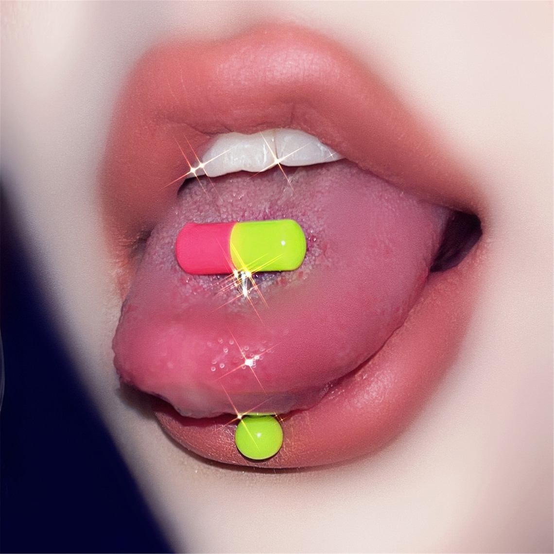 Pill Tongue Stud Lip Piercing Fairy Tongue Stud Titanium Etsy