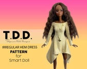 Irregular Hem Dress PATTERN for Smart Doll. Step by Step tutorial. Two versions of this dress one with longer sides and one with shorter.
