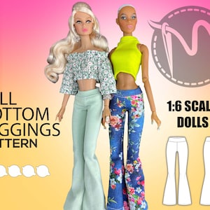 Bell Bottom Leggings, Pants Sewing Pattern for 1:6 Scale Dolls | Sizes included- Integrity Toys, Poppy Parker, Blythe, and others