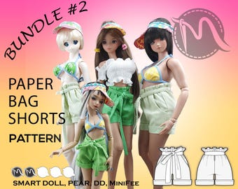 Paper Bag Shorts Sewing Pattern, Smart Doll, Minifee (PDF Pattern)