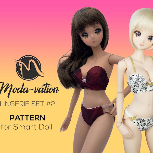 Smart Doll Lingerie Set. Pattern Digital Download Bra Smart doll. Smart Doll Clothes. Doll clothes patterns pdf.