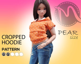 Bijgesneden hoodie voor Smart Doll Pear Body PATROON. PDF bestand. Patronen voor poppenkleding pdf. Slimme pop perenlichaamskleding