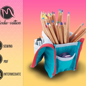 Pencil Pouch Pattern. Stand Up Pensil Pouch, Pencil Case. Do it yourslef. Tutorial Step-by-step.