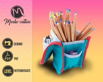 Pencil Pouch Pattern. Stand Up Pensil Pouch, Pencil Case. Do it yourslef. Tutorial Step-by-step.