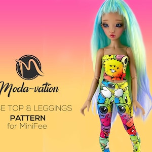 Minifee Doll set pattern. Leggings and Tube Top. Doll clothes. Leggings. Crop top. BJD pattern 1/4