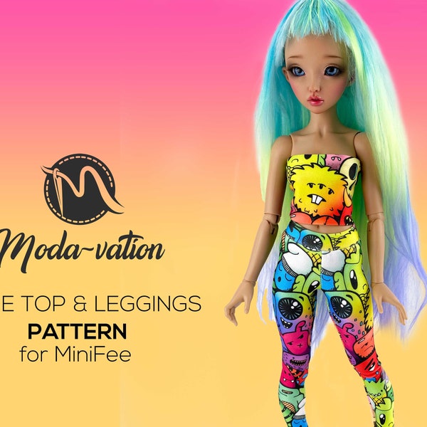 Minifee Doll set pattern. Leggings and Tube Top. Doll clothes. Leggings. Crop top. BJD pattern 1/4