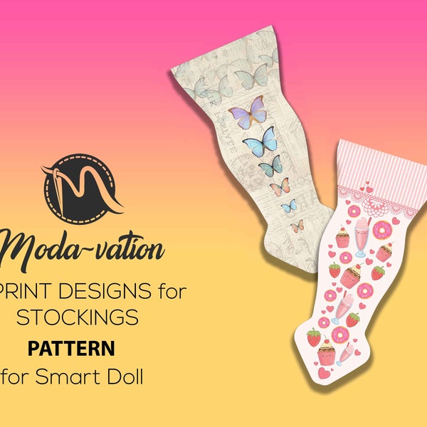 Smart Doll Stockings PATTERN. Sewing Pattern for Smart Doll, DD and Similar Sizes. Doll clothes patterns pdf. Spoonflower tutorail