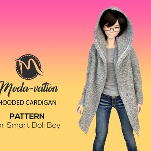 HOODED CARDIGAN pattern for 1/3 doll Smart Doll Boys. Doll clothes patterns pdf. Smart Doll clothes