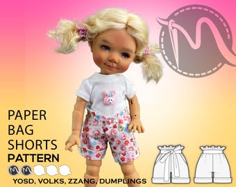 Doll Paper Bag Shorts Sewing Pattern, YOSD Volks Zzang (PDF Pattern)