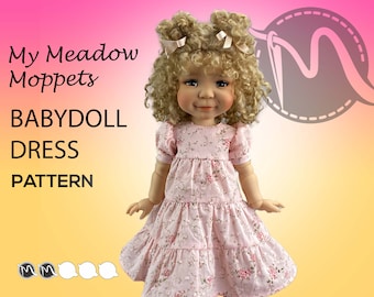 My Meadow Moppets Babydoll Dress Sewing Pattern. Doll clothes patterns pdf.
