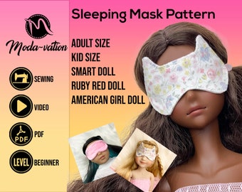 Sleeping Mask Pattern. SPA mask pattern for adults, kids and dolls. Beginner friendly. Mother-daughter project.