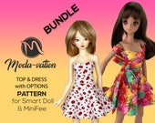 Smart Doll and Minifee Doll Bundle .Dress Pattern for Smartdoll. PDF file and Free video tutorial. Doll clothes patterns pdf.
