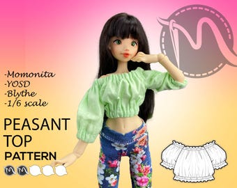 Peasant Top Pattern, 1:6 Scale Doll Clothes (PDF Pattern)