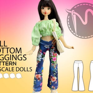 Bell Bottom Leggings, Pants Sewing Pattern for 1:6 Scale Dolls | Sizes included- Integrity Toys, Poppy Parker, Blythe, and others