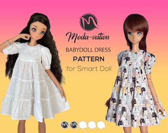 MODÈLE de poupée intelligente. Patron de Robe Babydoll pour Smartdoll. Fichier PDF. Patrons de vêtements de poupée pdf. Vêtements de poupée intelligents