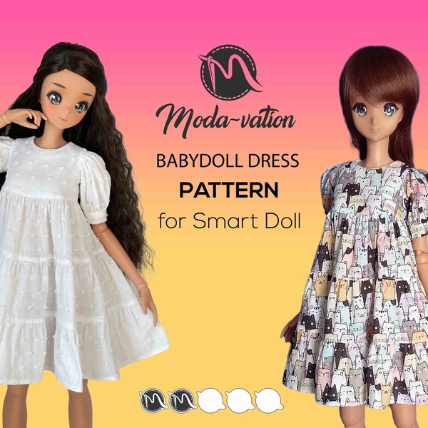 Smart Doll PATTERN. Babydoll Dress Pattern for Smartdoll. PDF file. Doll clothes patterns pdf. Smart Doll Clothes