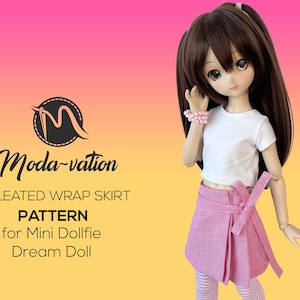 Mini Dollfie Dream Skirt Sewing Pattern. Fits Ruby Red and Wellie Wisher. Doll clothes Doll clothes patterns pdf. Pleated wrap skirt