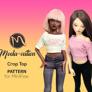 MiniFee doll clothes, Crop Top Pattern, Minifee Pattern,DIY Doll project, Digital Download, Doll clothes patterns pdf