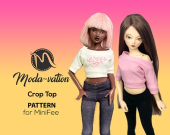 MiniFee doll clothes, Crop Top Pattern, Minifee Pattern,DIY Doll project, Digital Download, Doll clothes patterns pdf