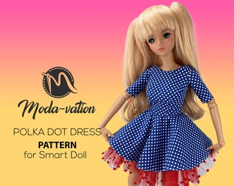 Doll clothes patterns pdf Dress PATTERN. Sewing Pattern with Perfect slim fit for for Smart Doll. Smart Doll Clothes