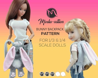 Doll Backpack Sewing Pattern, Bunny Design (PDF Pattern)
