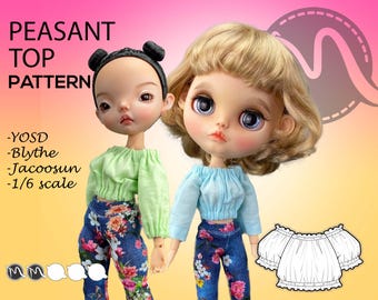 Peasant Top Pattern, 1:6 Scale Doll Clothes (PDF Pattern)