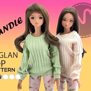 May include: A bundle of two raglan top patterns for dolls. The patterns are for a green and a pink top. The text "Bundle Raglan Top Pattern" is visible in the image.
