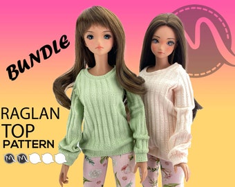 Smart Doll PATTERN Bundle. For Pear Body and Classic Body Smart Dolls. Long Sleeve Raglan Top for Smartdoll. Doll clothes patterns PDF.