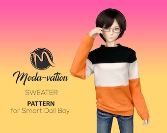 Patrón de suéter para muñeco inteligente niño – Patrón de costura en PDF, tres opciones