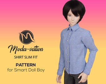 Doll clothes patterns pdf. Men shirt PATTERN  Sewing Pattern for Smart Doll. Pattern with sewing tutorial steps. Smart Doll boy clothes