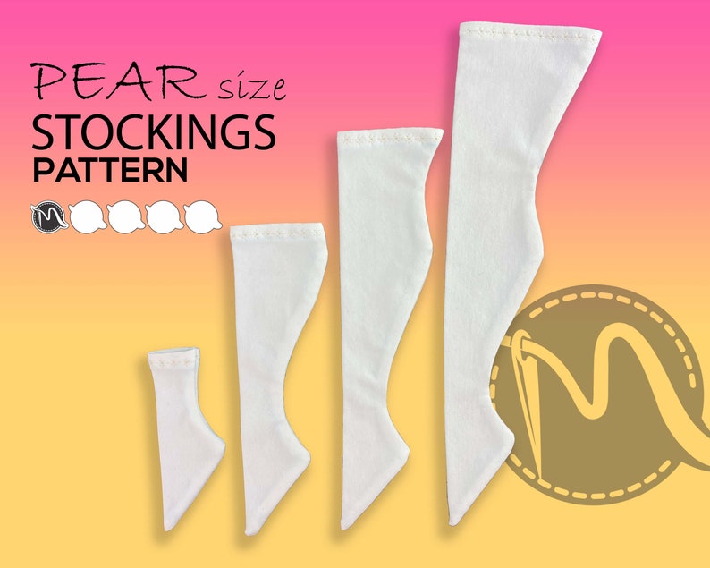 Smart Doll Pear Size Stockings Sewing Pattern Printable Digital Download. 4 in 1. Step-by-step tutorial. Doll clothes patterns PDF. image 1