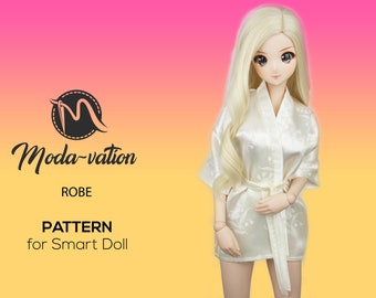 DOLL ROBE sewing PATTERN for Smart Doll, Silk Robe for Smart doll, Digital Download, Smart doll clothes. Doll clothes patterns pdf