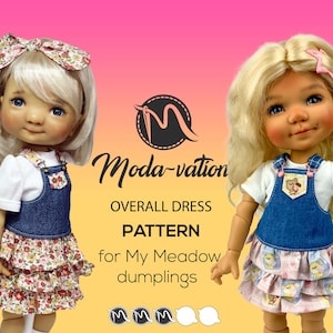 My Meadow Dumplings Skirtall pattern. PInafore, Overall Dress Pattern. Doll clothes patterns pdf.