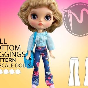 Bell Bottom Leggings, Pants Sewing Pattern for 1:6 Scale Dolls | Sizes included- Integrity Toys, Poppy Parker, Blythe, Momonita, Jacoosun