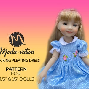 Modello di vestito plissettato smocking per bambola Red Ruby e Wellie Wisher Vestiti per bambole da 14,5 pollici Modelli di vestiti per bambole da 15 pollici pdf. Scaricamento digitale.