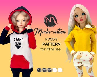 MiniFee Hoodie PATTERN for 1/4 doll. Sewing Pattern for MSD. Printable Pattern. Doll clothes patterns pdf 2022-01-03
