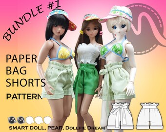 Paper Bag Shorts Sewing Pattern, Smart Doll, Pear, Dollfie Dream (PDF)