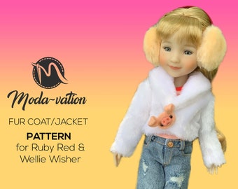 Doll clothes patterns pdf 14.5" doll clothes 15" Ruby Red and Wellie Wisher Doll Fur Coat or Jacket Sewing Pattern Digital Download  DIY