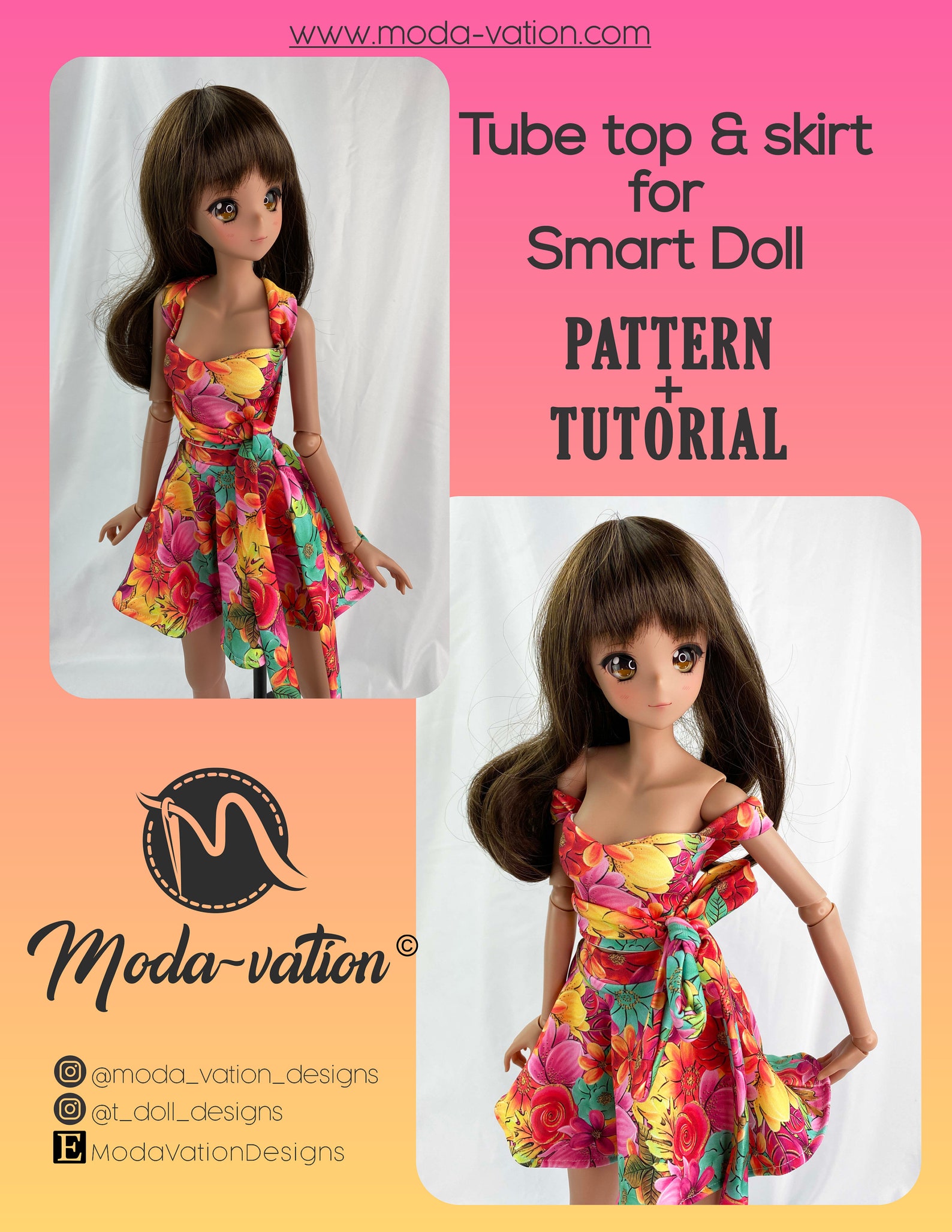 Irregular Hem Dress PATTERN for Smart Doll. Step by Step Etsy