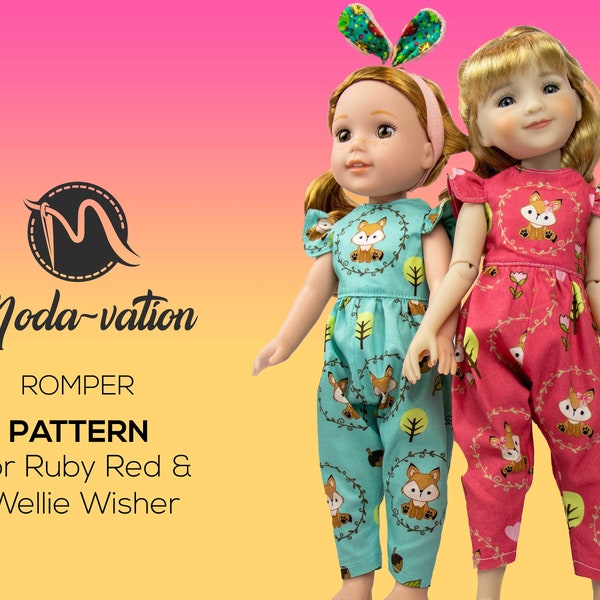 14,5" vêtements de poupée 15" vêtements de poupée Ruby Red et Wellie Wisher Doll Romper Sewing Pattern Digital Download. Patrons de vêtements de poupée pdf