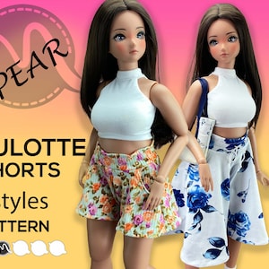 Doll Clothes Sewing Pattern: Pear Body Culottes & Shorts-Skirt (PDF)