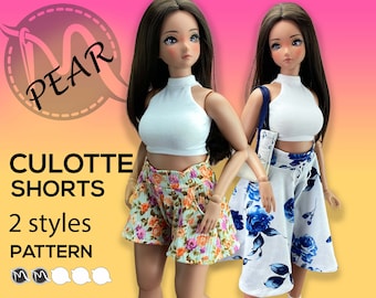 Doll Clothes Sewing Pattern: Pear Body Culottes & Shorts-Skirt (PDF)