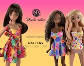 Dress and top PATTERN for Smart Doll. Step by Step tutorial. Doll clothes patterns pdf. Smart Doll Clothes