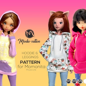 Momonita Doll Hoodie and Leggings Pattern, 27cm Petusa Line (PDF Pattern)