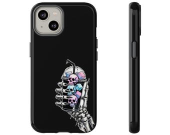 Etui na telefon z czaszką i kawą w kształcie dłoni szkieletu