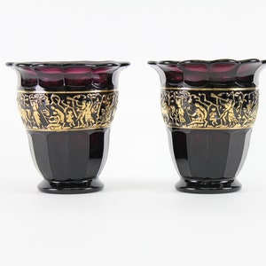 Pair of Amethyst Colored Moser Karlsbad 1920s Vases.